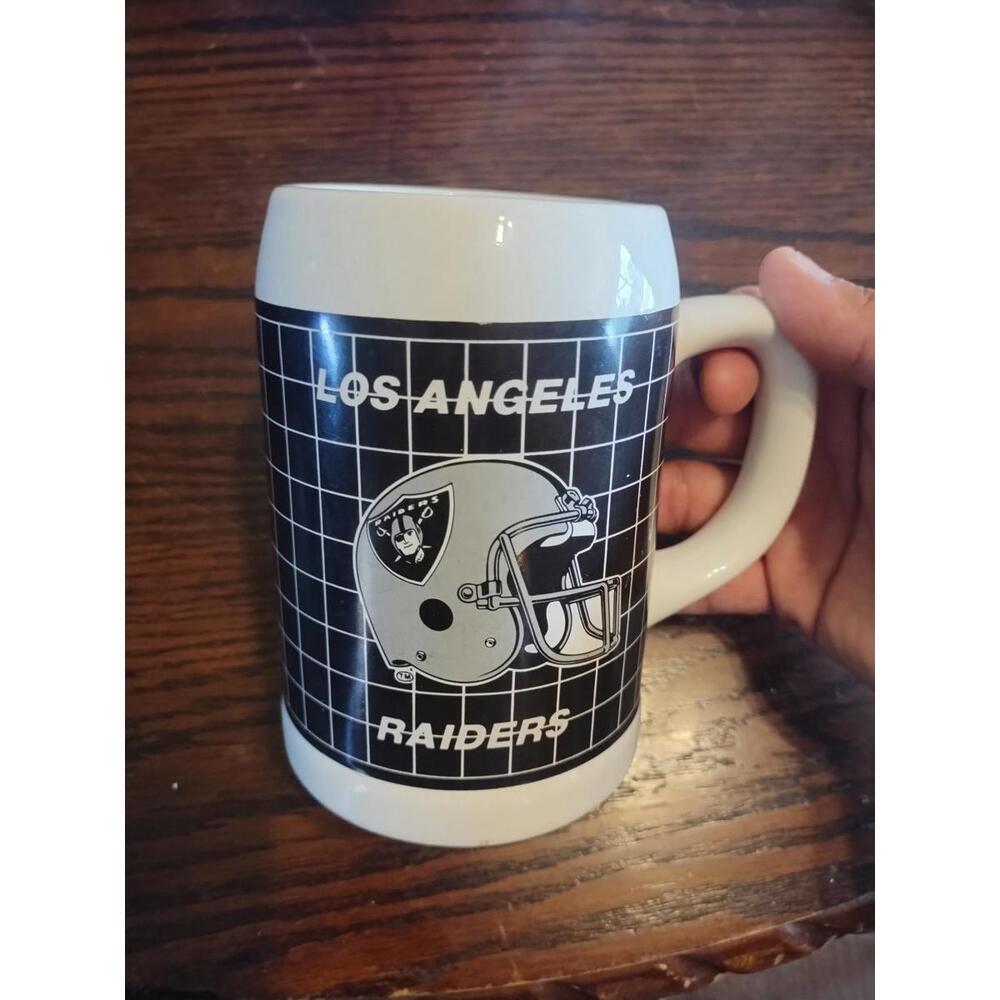 Vintage 80's LOS ANGELES RAIDERS NFL Football‎ Coffee Mug Beer Papel Las Vegas